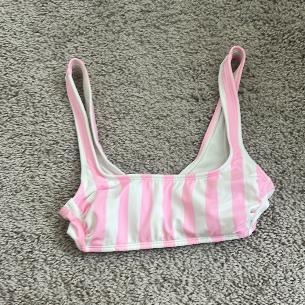 Stoney Clover Lane Pink and White Bikini Top
